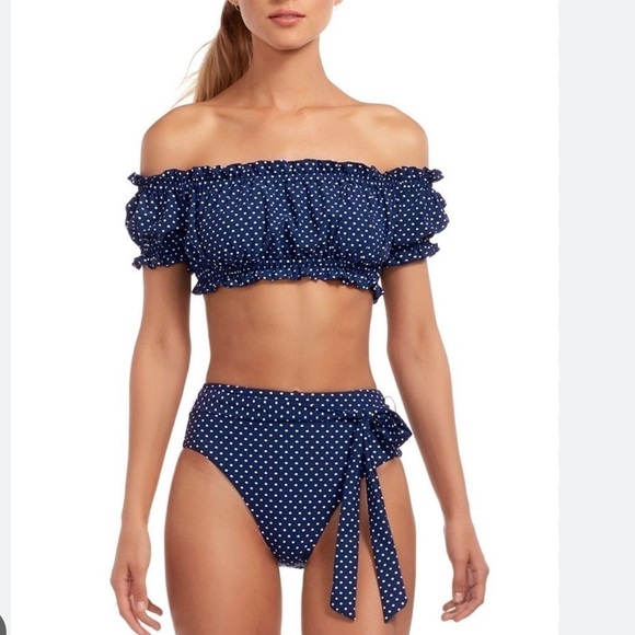 Vitamin A Rumba dot Amelie bikini top in Navy blue - Picture 2 of 10